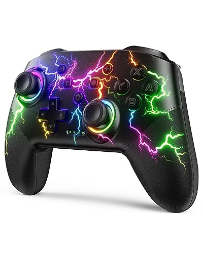 VOYEE Switch Controllers for Switch/Lite/OLED/PC, Pro Controller | Wireless, Programmable, RGB Lightning LED, 10-15H Runtime, One-key Pairing, Turbo, Vibration, 6-Axis Motion Control, Wake-up