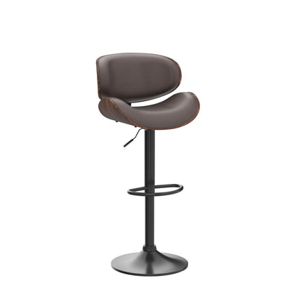 YaFiti Bar Stools Set of 4, Modern Pu Leather Swivel Adjustable Bar Stool Counter Height Stool Set, Bar Chair with Back and Footrest for Kitchen, Dining Room, Brown