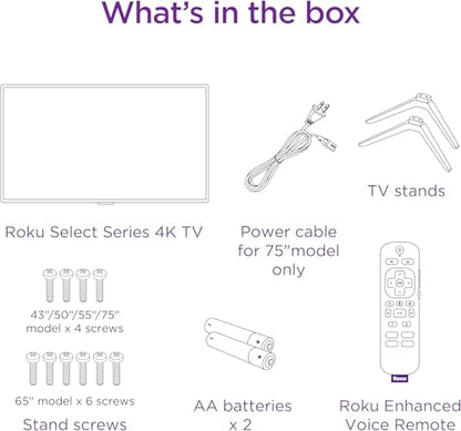 Roku Smart TV – 55-Inch Select Series 4K HDR RokuTV with Roku Enhanced Voice Remote, Brilliant 4K Picture, Automatic Brightness, & Seamless Streaming – Live Local News, Sports, Family Entertainment