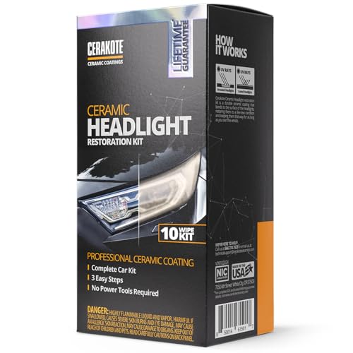 CERAKOTE® Ceramic Headlight Restoration Kit, No Power Tools, 10 Wipe Kit