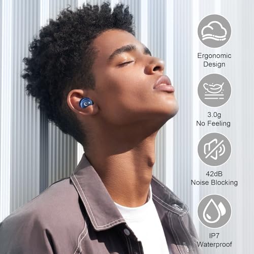 2026 Sleep Earbuds Bluetooth 5.4 in Ear Smart Touch Screen Ear Buds, 48H Playtime Mini Sleep Headphones Small Design for Side Sleepers, 5 EQ Modes, Crystal-Clear Calls, IPX7 Waterproof Earphones Blue