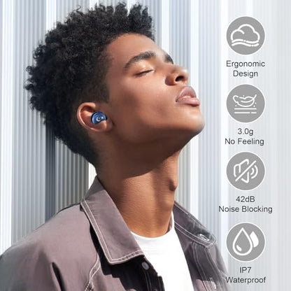 2026 Sleep Earbuds Bluetooth 5.4 in Ear Smart Touch Screen Ear Buds, 48H Playtime Mini Sleep Headphones Small Design for Side Sleepers, 5 EQ Modes, Crystal-Clear Calls, IPX7 Waterproof Earphones Blue