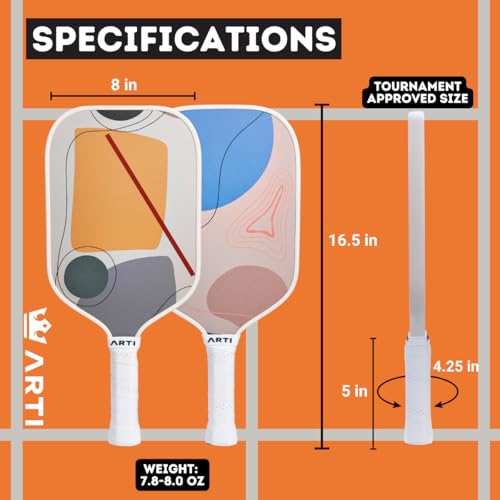 ARTI Pickleball Paddles Set of 2-USAPA Approved Fiberglass Surface Pickleball Set,2 Pickleball Rackets, 4 Balls and 1 Portable Carry Bag, Horizon Duo Pickle Ball Set for Men Women Beginners