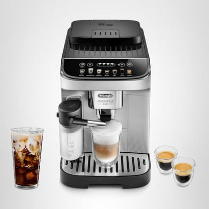 De'Longhi Magnifica Evo Automatic Espresso & Coffee Machine with Auto Milk Frother, Built-in Grinder & Auto-Clean Function - For Latte, Cappuccino, Americano, Iced Coffee, ECAM29084SB , Silver
