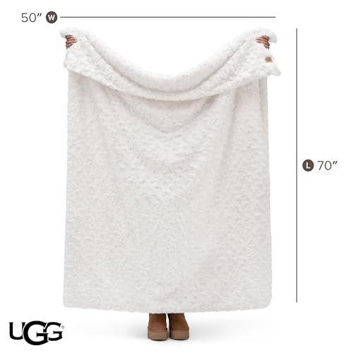 UGG Adalee Throw Blanket for Couch, Faux Fur Blanket, 50" x 70", White