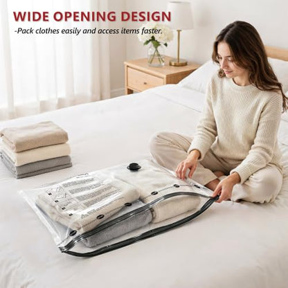 Travel Vacuum Bags for Clothing with Cordless Pump 18 Combo, Clear