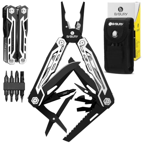 BIBURY Multitool, 21-in-1 Stainless Steel Pocket Knife with Scissors,Sheath