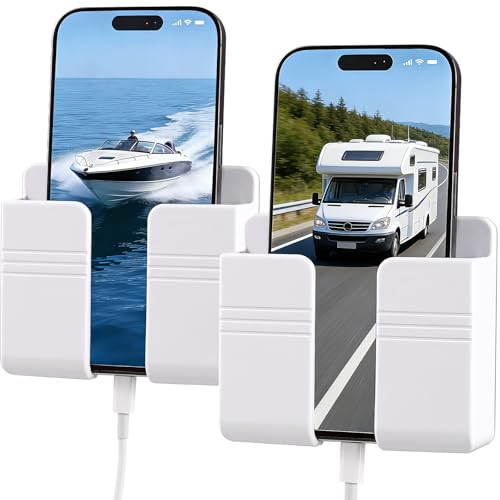 Wall Mount Phone Holder 2 Pcs White for RV,Boat,Camper Inside Accessories