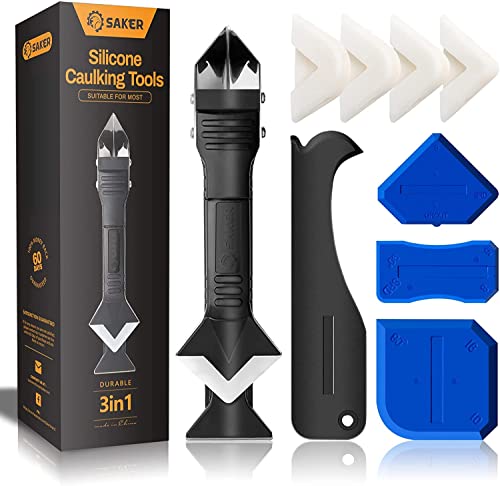 Saker Silicone Caulking Tools 3 in 1 Sealant Finishing Tool Grout Remove Scraper Caulk Remover for Bathroom, Kitchen, Floor, Window, Sink Joint