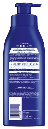 NIVEA Essentially Enriched Body Lotion for Dry Skin, 48-Hour Moisturizing Lotion with Deep Nourishing Serum and Almond Oil, 16.9 Fl Oz Pump Bottle