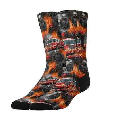 Comfort Fit Crew Dress Socks for Outdoor, Football, Fire Truck Compression Socks Thermal Socks for Boys Girls, Hunting, Athletic Socks Tactical Socks