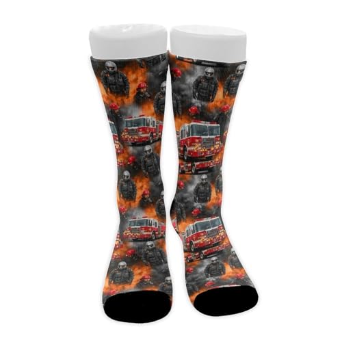 Comfort Fit Crew Dress Socks for Outdoor, Football, Fire Truck Compression Socks Thermal Socks for Boys Girls, Hunting, Athletic Socks Tactical Socks