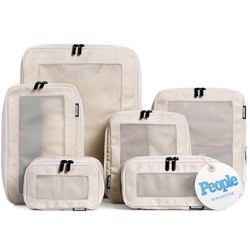 Aerotrunk Compression Packing Cubes for Travel, 6-Pack, Beige