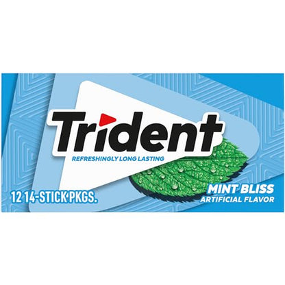 Trident Mint Bliss Sugar Free Gum, 12 Packs of 14 Pieces (168 Total Pieces)
