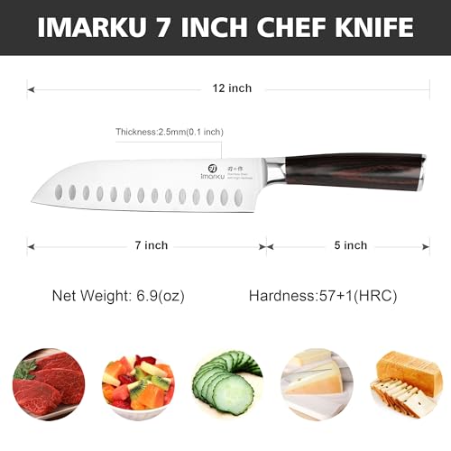 imarku Santoku Knife 7 Inch with Sharp Japanese High Carbon Stainless Steel