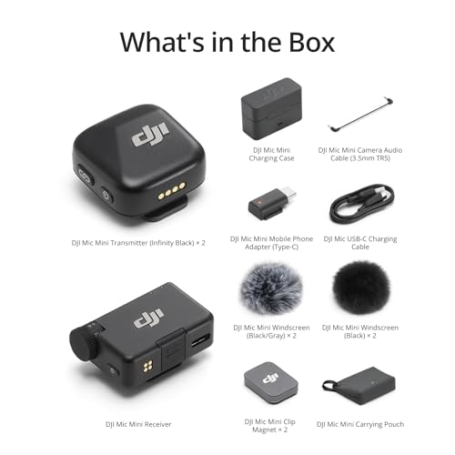 DJI Mic Mini (2 TX + 1 RX + Charging Case), Ultralight, Detail-Rich Audio