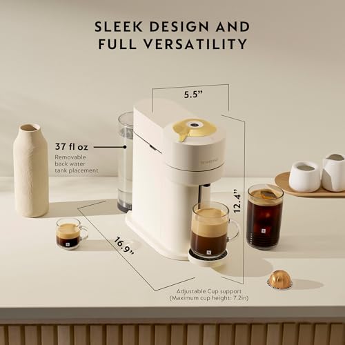 Nespresso Vertuo Next Coffee and Espresso Maker by De'Longhi, Creamy White and Gold