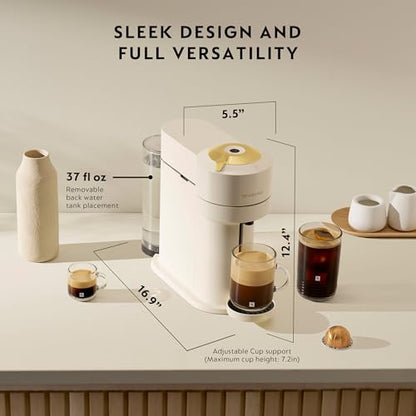 Nespresso Vertuo Next Coffee and Espresso Maker by De'Longhi, Creamy White and Gold