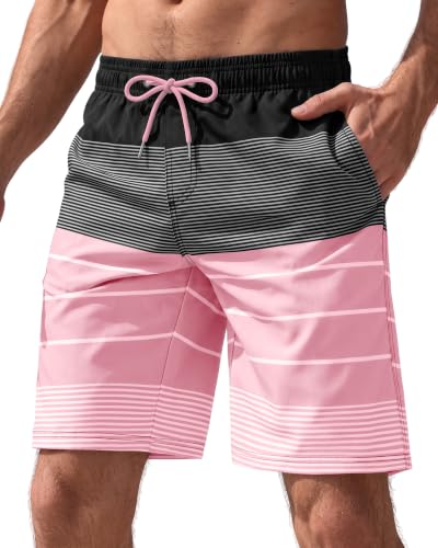 9 Inch Men Swim Trunks with Mesh no Compression Liner Quick Dry Swimwear Bikini Swimsuit Water Shorts Beach Trip Essentials Summer Vacation Must Have Travel Accessories Need Gear Gift Item Gadget 2025