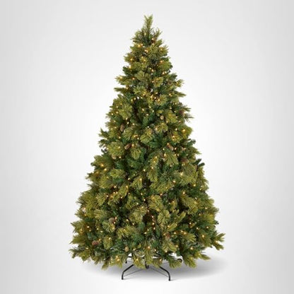 National Tree Company 7.5 ft Pre-Lit Carolina Pine Artificial Christmas Tree, 750 Clear Lights, 1,399 Tips, Includes Stand, Green