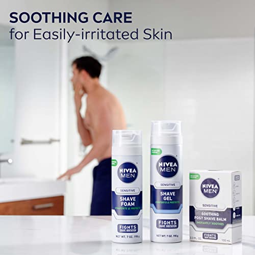 NIVEA MEN Sensitive Shave Gel with Vitamin E, Soothing Chamomile and Witch Hazel Extracts, No Drying Alcohols, 3 Pack of 7 Oz Cans
