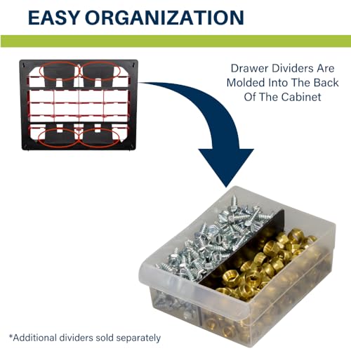 Akro-Mils 10124 24-Drawer Plastic Drawer Storage Cabinet for Garage Organization, Bead Organizer, Lego Storage, Teacher Toolbox, Makeup Organizer, and More, 20-Inch W x 6-Inch D x 16-Inch H, Black