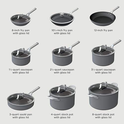 Ninja Cookware, Ninja NeverStick Professional, 16-Piece Pots and Pans Set, Non Stick Frying Pans, Kitchen Essentials, Stock Pot, Sauce Pan, Glass Lids, Saute Pan, All Stovetops, Black, C39900