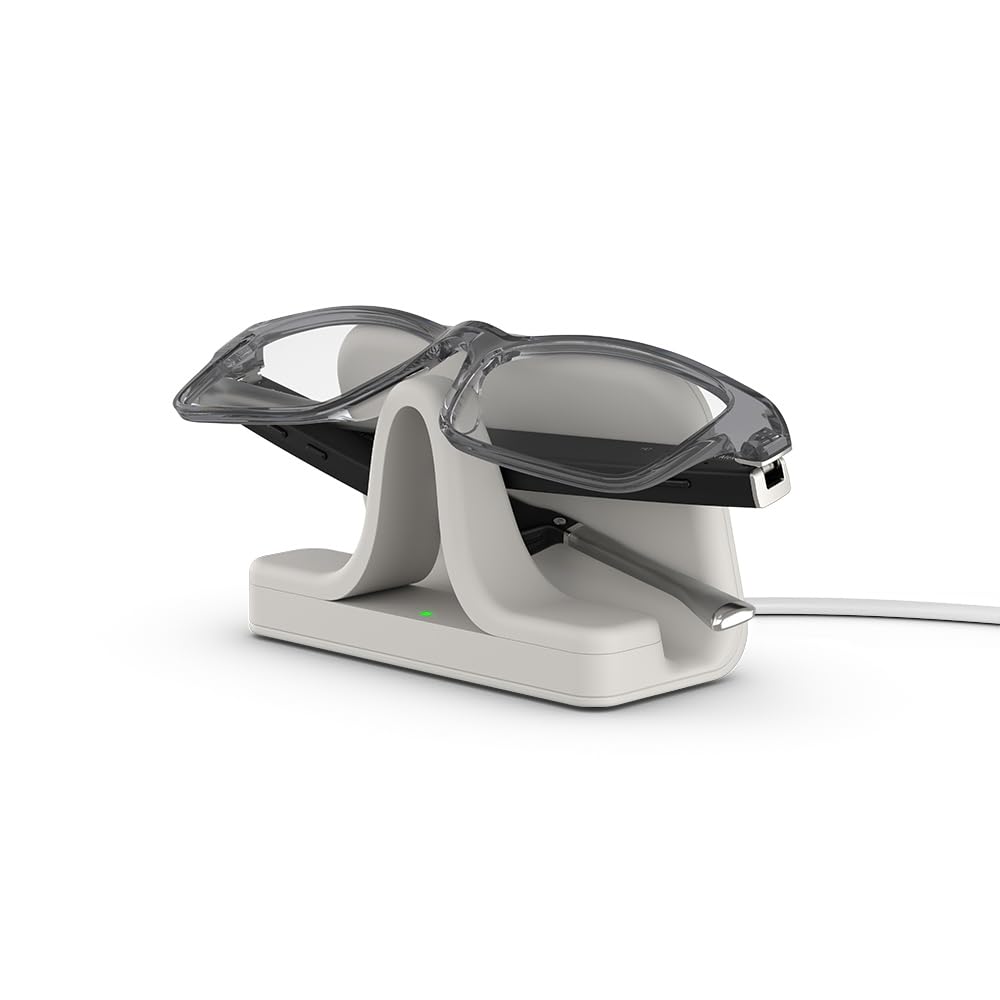 Amazon Echo Frames (newest model) + Echo Spot (newest model), Smart Glasses with Alexa, Modern Rectangle frames in Charcoal Gray with prescription ready lenses