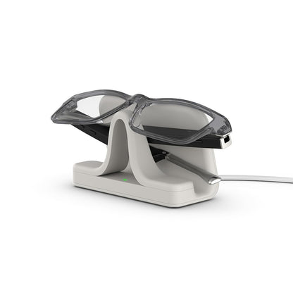 Amazon Echo Frames (newest model) + Echo Spot (newest model), Smart Glasses with Alexa, Modern Rectangle frames in Charcoal Gray with prescription ready lenses