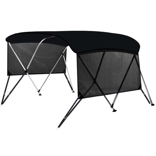 KAKIT 3 4 Bow Bimini Tops with Mesh Sidewalls Support Poles for Boats Marine Grade Canvas Top Includes 2 Straps Storage Boot 1 Inch Aluminum Frame