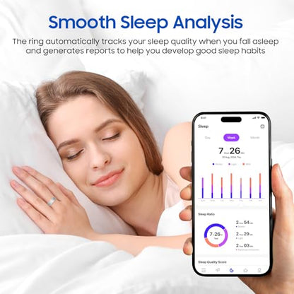 prxxhri 2026 Smart Ring New Health Tracker, IP68 Waterproof, iOS/Android Compatible, Sleep, Exercise & Health Monitoring, No Subscription, 5-Day Battery Life for Women & Men (Rose Gold, 7)