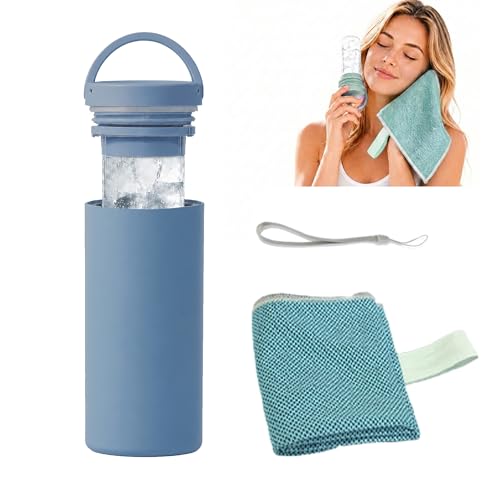 Cold Compress Ice Stick for Face & Neck, Ideal for Sunburn Relief, 24H Cold Retention with Tumbler, Personal Cooling Gadget for Hot Weather (Navy)