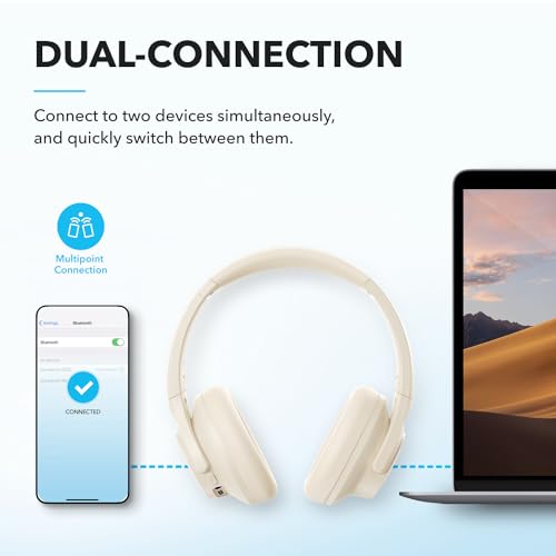 Soundcore by Anker Q20i Hybrid Active Noise Cancelling Headphones, White | Over-Ear, Bluetooth, 40H ANC Playtime, Hi-Res Audio, Big Bass, Transparency Mode, Customize via App, Travel, Home, Office