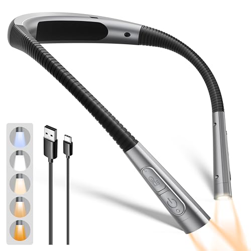 Glocusent Upgraded Neck Light, 100Hrs Slimmer Reading Light for Books in Bed