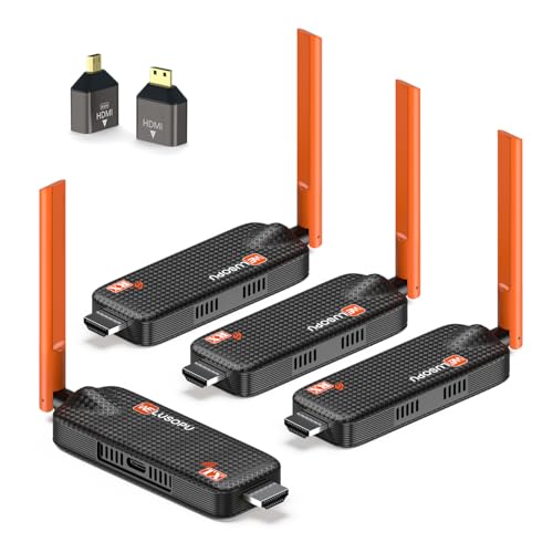 WELUSOPU Wireless HDMI 3 Receivers and Transmitter, Support Up to 6 Receivers, 5.8G 60Hz HDMI Wireless Extender Casting Content for PC Laptop Camera TV Box to Multiple TVs Monitors Projectors -165FT