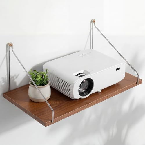 CroBlissful 1 Pcs 16 x 8 Inch Projector Shelf for Wall, Wooden Color