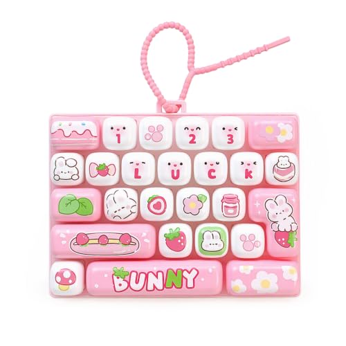 26-Key Keyboard Fidget Keychain, 2027 New Fidget Clicker Keyboard，Pink