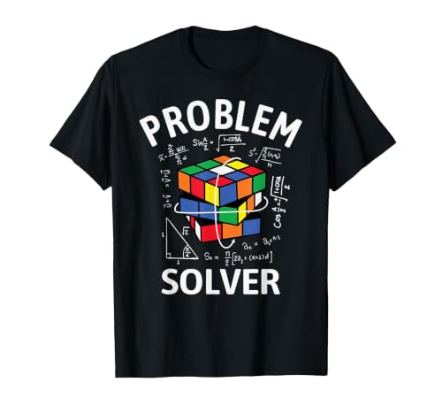Cubes Problem Solver Puzzle Cube Solver Funny Speed Cubing T-Shirt, Men, Black, Large