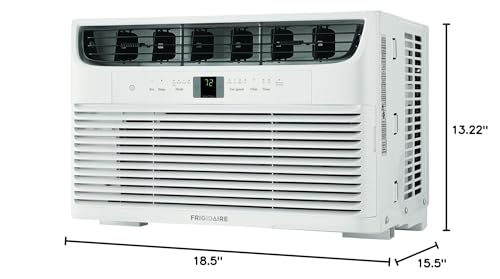 Frigidaire 6,000 BTU Window Air Conditioner & Dehumidifier, 115V, Cools up to 250 Sq. Ft. for Apartment, Dorm Room & Small/Medium Rooms, with Remote Control, Programmable Timer, and Sleep Mode, White