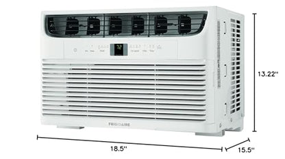 Frigidaire 6,000 BTU Window Air Conditioner & Dehumidifier, 115V, Cools up to 250 Sq. Ft. for Apartment, Dorm Room & Small/Medium Rooms, with Remote Control, Programmable Timer, and Sleep Mode, White