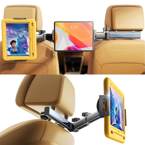 LISEN for iPad Holder Car Road Trip Essentials Travel Activities for Toddler Kids Gifts, Car Accessories for Women Moms Truck Interior 3in1 Tablet Holder for Back Seat Car Camping Headrest Organizer