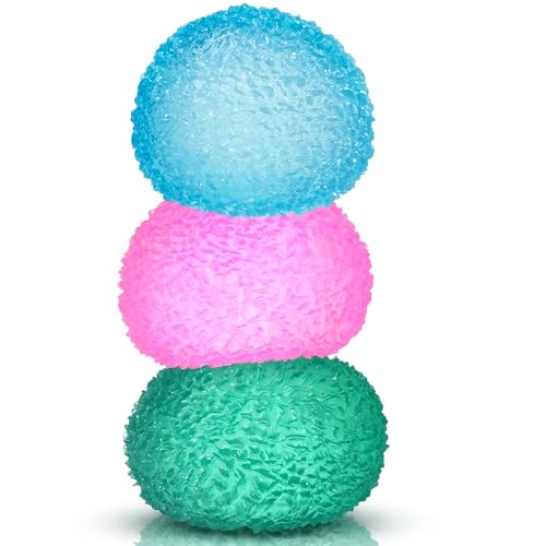 3pc Stress Balls for Adults, Squishy Ball Sensory Textured Memory Gel Fidget Toys for Kids/Adults Hand Exercises, Valentines Day Party Favors Anxiety Relief Squeeze Ball(1.80")