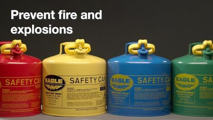 Eagle 5 Gallon Type I Red Safety Gas Can for Gasoline with Flame Arrester, Self-Closing Lid, and F-15 Funnel, Made in the USA, Galvanized Steel Flammable Storage Can, UI50FS
