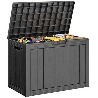 KAMABOKO 45 Gallon Outdoor Storage Box, All-Weather Deck Box for Patio Furniture, Package Deliveries, Garden Tools, Pool Supplies & Cushions, Black