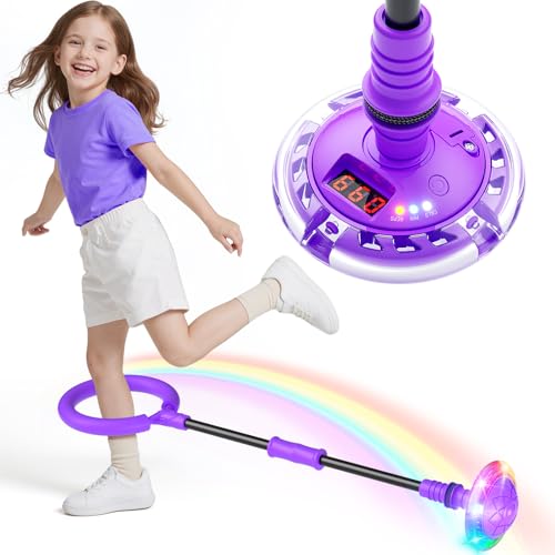 HopeRock Skip Ball Toy for Girls Ages 6-10,Girl Birthday Gifts,3 Fun Modes,Flashing Light-Up Wheel,LED Digital Counter,Replaceable Battery,Girl Birthday Gifts for Age 6-10,Fun Outdoor Girl Toys-Purple