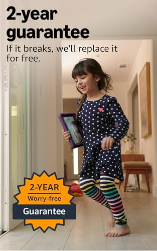 Amazon Fire HD 8 Kids tablet (newest model), ages 3-7. With bright 8" HD screen. Includes ad-free and exclusive content, parental controls and 13-hr battery, 32GB, Grape
