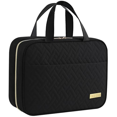 HOTOR Travel Toiletry Bag - Hanging Toiletry Bag for Women & Men, Makeup Bag/Big Compartment, Waterproof for Travel Accessories, Travel Essentials, Large, Black
