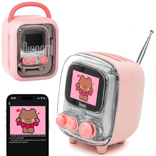 Divoom Tiivoo-2 Retro Bluetooth Speaker, FM Radio, Pixel Art Display, Pink
