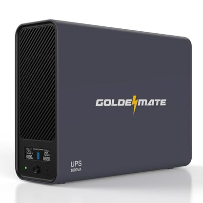 GOLDENMATE 1000VA/800W Lithium UPS Battery Backup & Surge Protector, Gray | Pure Sine Wave, 8 Outlets, Color LCD, 230Wh LiFePO4 Backup Battery, Uninterruptible Power Supply for PC/Internet/Home Office