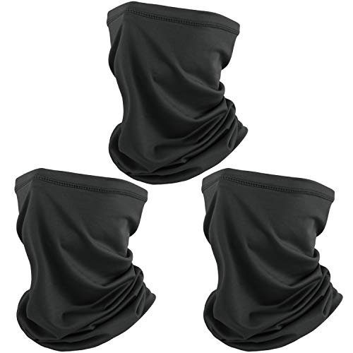SUNLAND Summer Cooling Face Mask Neck Gaiter, 3-Pack, Black